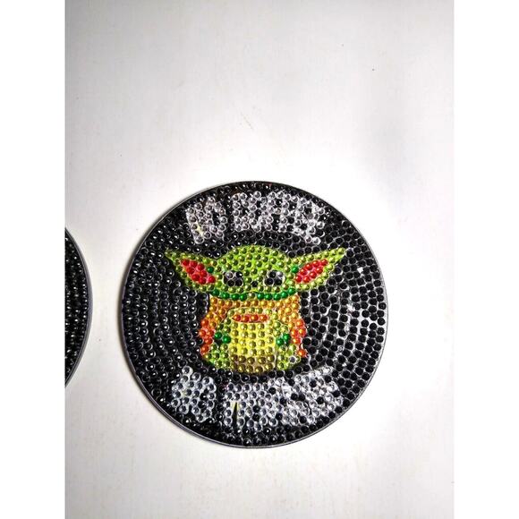 No Coffee No Workee Baby Yoda Star Wars Set Of 2 Drink Coasters Glitter Design - Picture 2 of 4